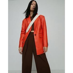 Karen Millen Leather Longline Relaxed Fit Blazer